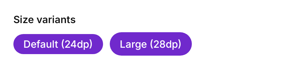 Aurum Badge Sizes rendered at Phone 360dp