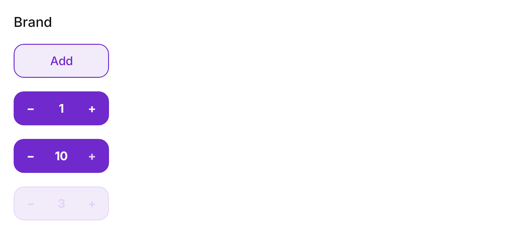 Brand States rendered at Default